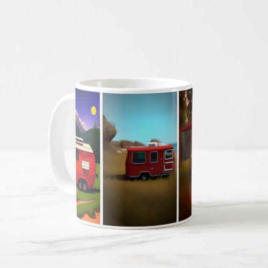 Camping-Anhänger mit 4 niedlichen roten Anhängern Kaffeetasse (Vorderseite Links)