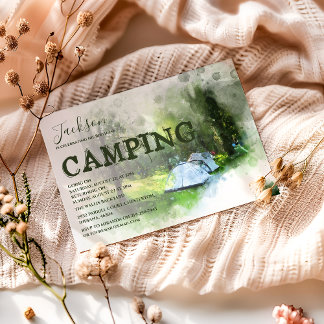 Camping Aquarell Geburtstag Einladung