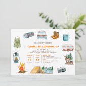 Camping Aquarellbilder im Freien Geburtstag Einladung (Stehend Vorderseite)