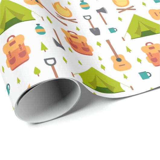 Camping Außengetriebemuster Geschenkpapier (Rolleneckpunkt)