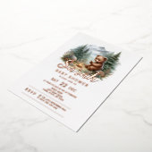 Camping Baby Bear in der Woods Baby Dusche Folieneinladung (Gedreht)