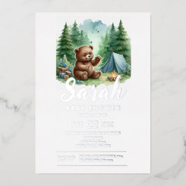 Camping Baby Bear in der Woods Baby Dusche Folieneinladung