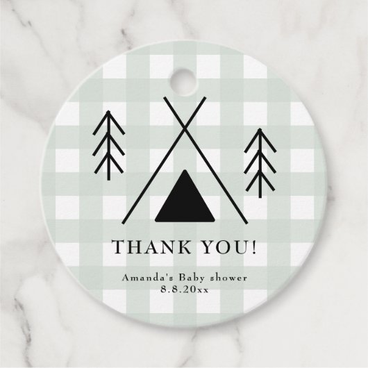 Camping Babydusche - Danke Geschenkanhänger (Vorderseite)