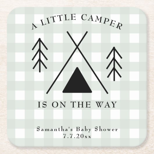 Camping Babydusche Rechteckiger Pappuntersetzer (Vorderseite)