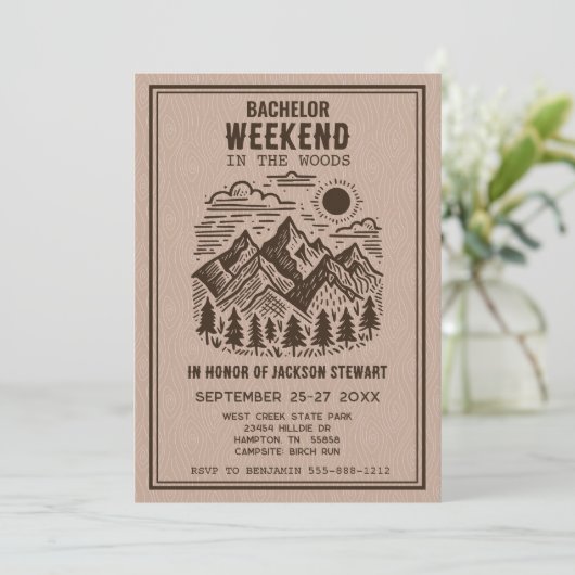 Camping Bachelor Party Einladung (Stehend Vorderseite)