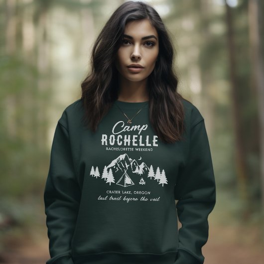 Camping Bachelorette Crew Green Sweatshirt
