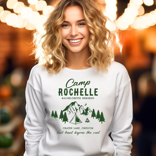 Camping Bachelorette Crew White Sweatshirt