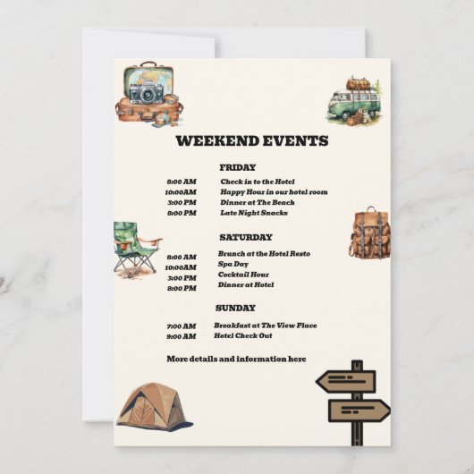 Camping Bachelorette Wochenende Einladung (Rückseite)