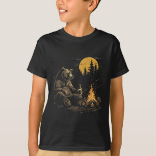 Camping Bär trinkt Bier Wandern Natur Lustig Gri T-Shirt