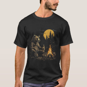 Camping Bär trinkt Bier Wandern Natur Lustig Gri T-Shirt