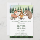 Camping Bear Fox's mehr Spaß mit Freunden Geburtst Einladung (Vorderseite)