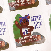 Camping Bear, Lila Bandana Girls Youth Club Quadratischer Aufkleber