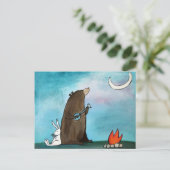 Camping Bear Whimsical Storybook Art Postkarte (Stehend Vorderseite)