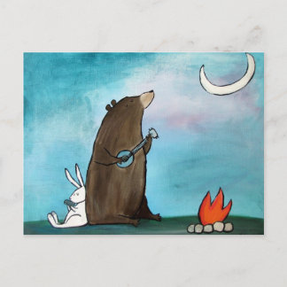 Camping Bear Whimsical Storybook Art Postkarte