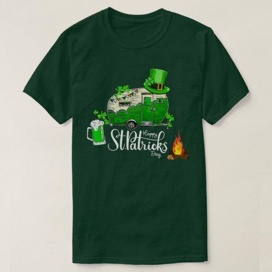 Camping Beer St Patricks Day Kleeblatt Leprechaun T-Shirt (Design vorne)