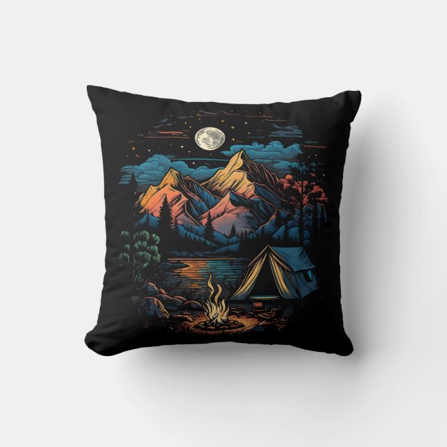 Camping bei Nacht Kissen (Vorderseite)