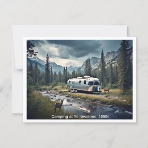 Camping bei Yellowstone, Szene der 50er Jahre Postkarte