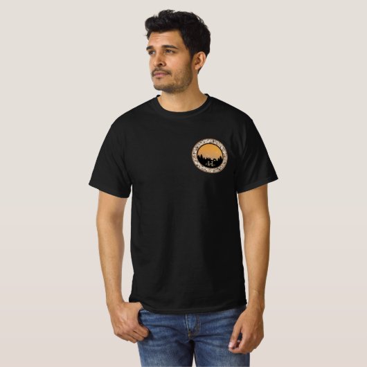 Camping beim Sunset Pebble Round Design T - Shirt (Vorne ganz)