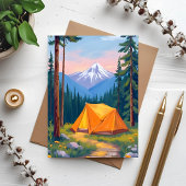 Camping-Berg-Aquarell-Grußkarte
