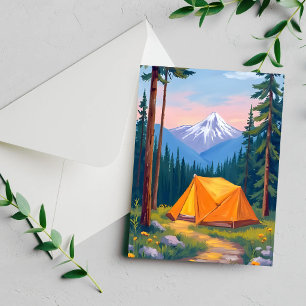 Camping-Berg-Aquarell-Grußkarte
