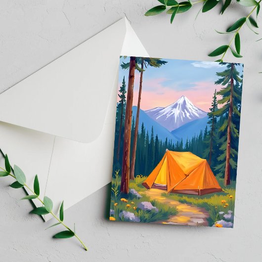 Camping-Berg-Aquarell-Grußkarte