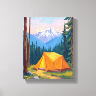 Camping-Berg-Aquarell Leinwanddruck