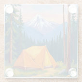 Camping-Berg-Aquarellmalerei Glasuntersetzer (Rückseite)