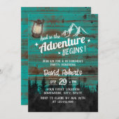 Camping Bergabenteuer Rustikale Aquamarine Rente Einladung (Vorne/Hinten)