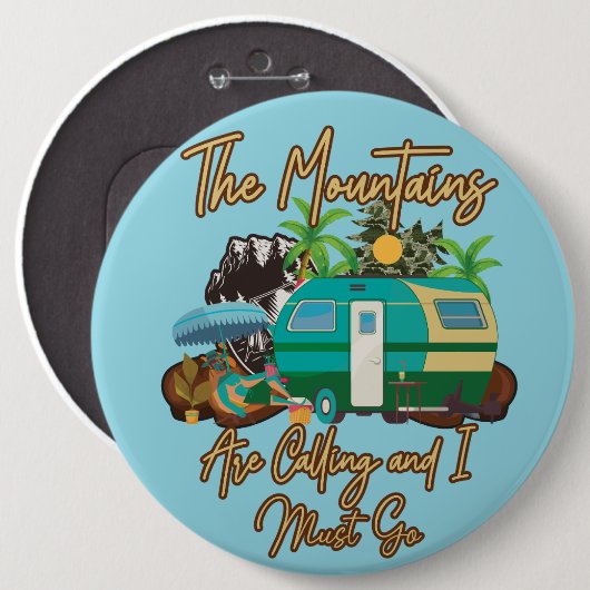 Camping, Berge, Abenteuer, Wall Hanger Button (Vorne & Hinten)