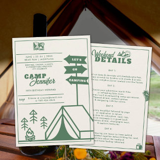 Camping Berge Wald 30. Geburtstag Reise Einladung