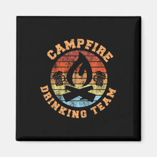 Camping Betrunken Alkohol Retro Vintage Lagerfeuer Magnet
