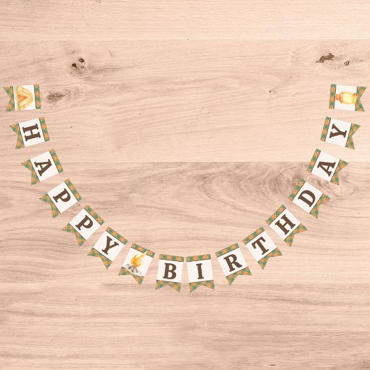 Camping Birthday Bunting Flags Banner