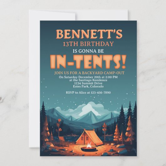 Camping Birthday Einladung (Vorderseite)