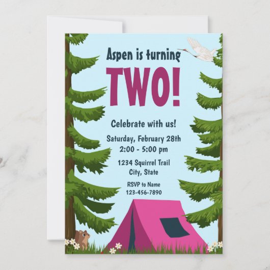 Camping Birthday Einladung (Vorderseite)