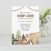 Camping Birthday Einladung (Stehend Vorderseite)