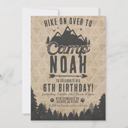 Camping Birthday Einladung (Vorderseite)