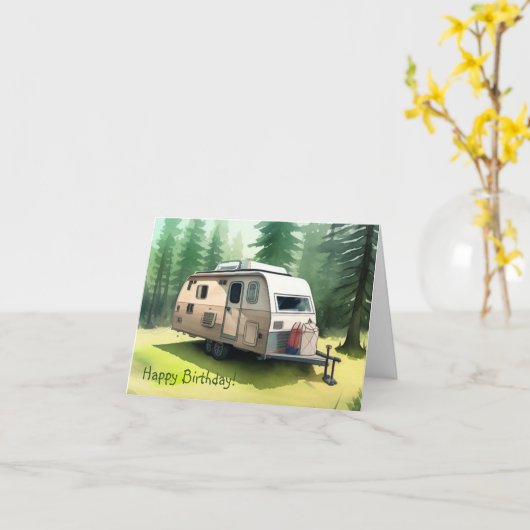 Camping Birthday Karte (Gelbe Blume)