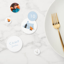 Camping Birthday Party Blue Zelt Foto Konfetti