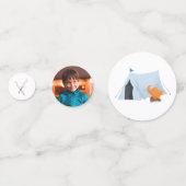 Camping Birthday Party Blue Zelt Foto Konfetti (Vorderseiten)