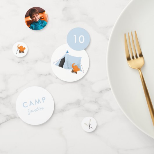 Camping Birthday Party Blue Zelt Foto Konfetti (Gruppe)