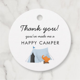 Camping Birthday Party Blue Zent Happy Camper Geschenkanhänger