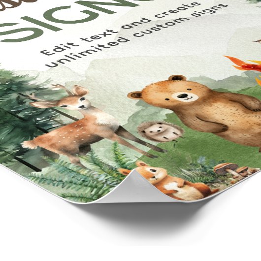 Camping Birthday Party Custom Signs Poster (Ecke)