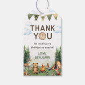 Camping Birthday Party Danke Geschenkanhänger (Vorderseite)
