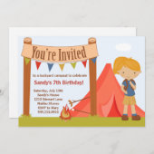 Camping Birthday Party Einladung (Vorne/Hinten)