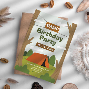 Camping Birthday Party Einladung