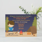 Camping Birthday Party Einladung (Stehend Vorderseite)