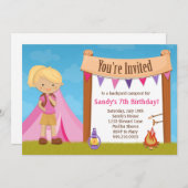 Camping Birthday Party Einladung (Vorne/Hinten)