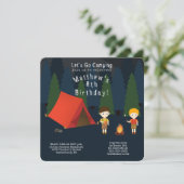 Camping Birthday Party Einladung (Stehend Vorderseite)