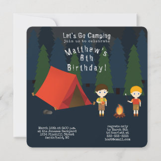 Camping Birthday Party Einladung