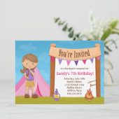 Camping Birthday Party Einladung (Stehend Vorderseite)